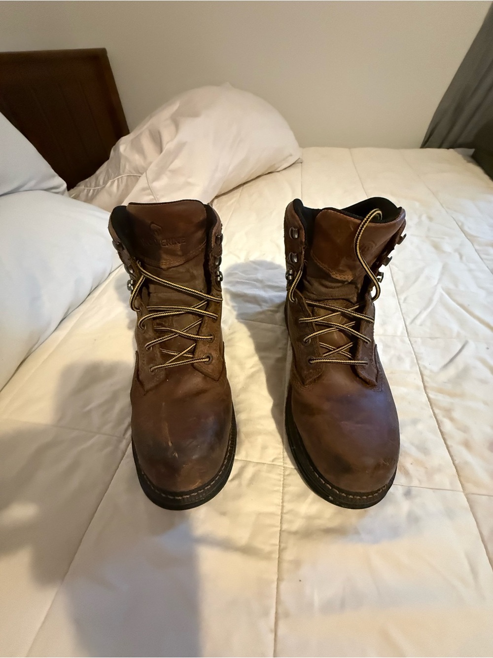 Men's Brown Leather Work Boots - Rugged Lace-Up